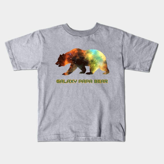 Galaxy Papa Bear Cool Impressive Birthday Gift Kids T-Shirt by klimentina